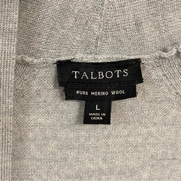 Talbots Cardigan Women’s Size large Gray Pure Merino Wool Duster Cardigan - Picture 8 of 13